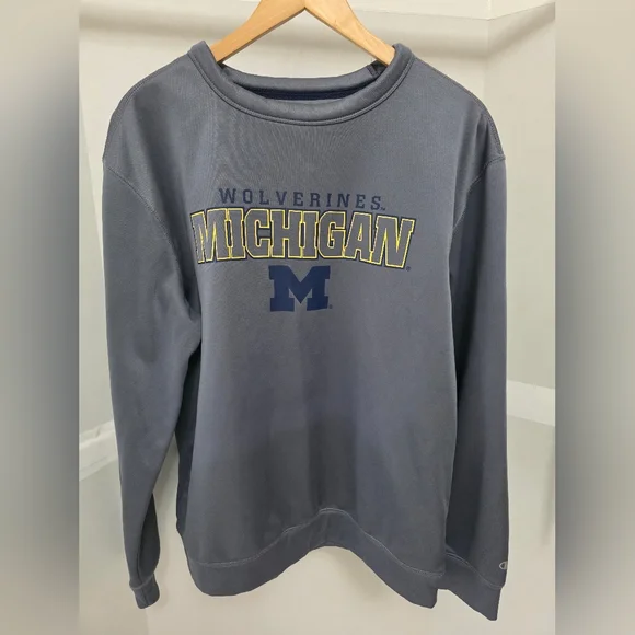 Champion Wolverines Michigan Gray Crewneck Sweater - Picture 1 of 6